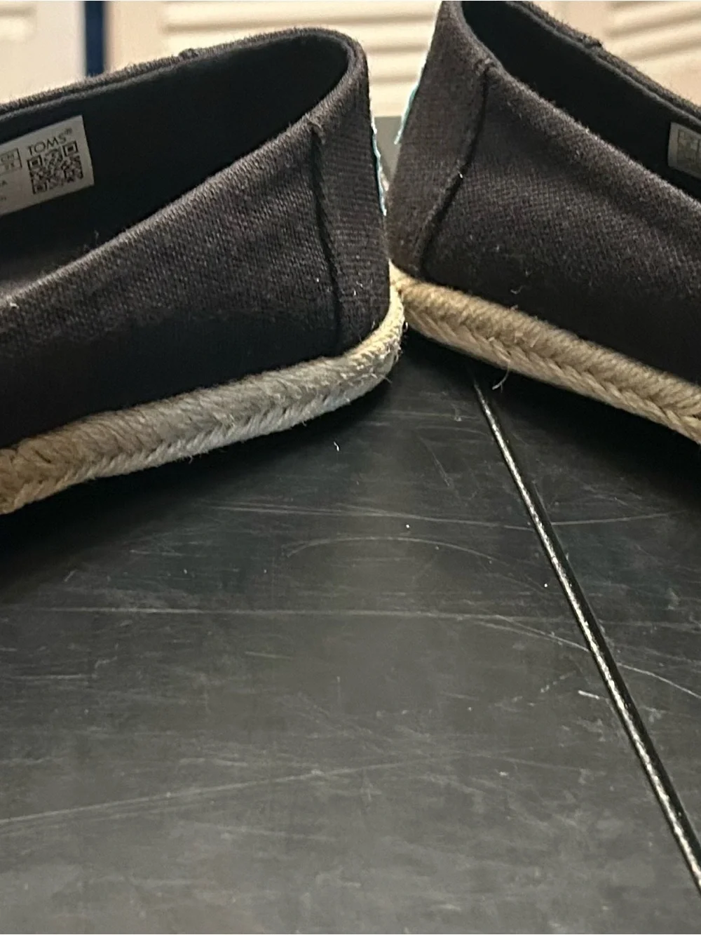 NWOT Toms Black Canvas Espadrille-Style Slip-Ons